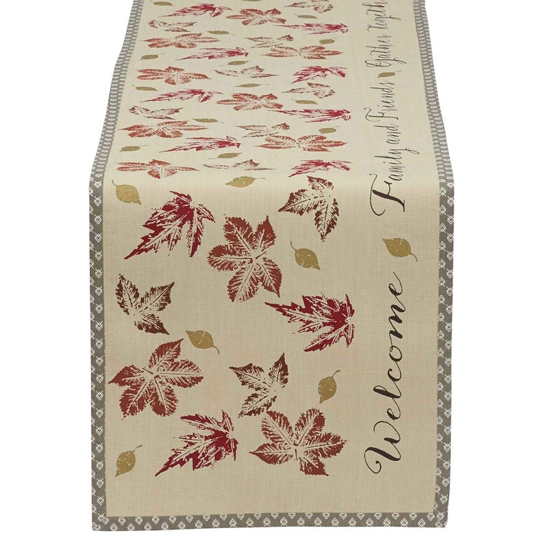 DII Rustic Autumn Leaves Kitchen Collection Thanksgiving & Fall Table DÃ©cor, Reversible Table Runner, 14x72 - Image 1